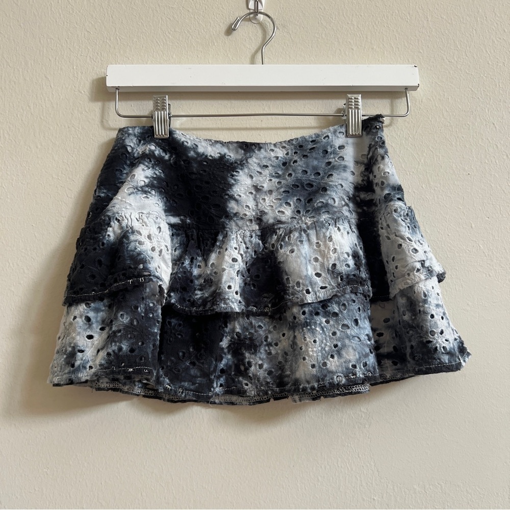 Katie J NYC Girls Eyelet Tie Dye Mini Skirt L 100% Cotton